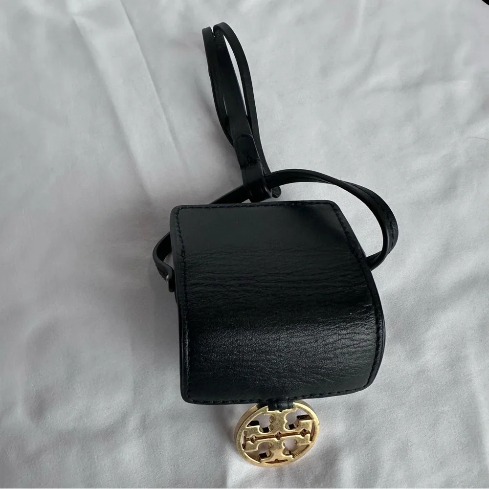 Tory Burch -Miller style black leather AirPod holder